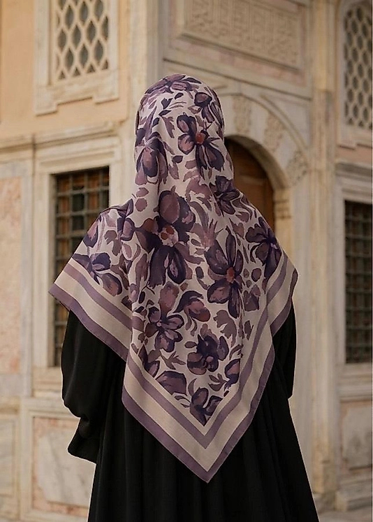 Nazenin Desen Büyük Boy Eşarp-Mor