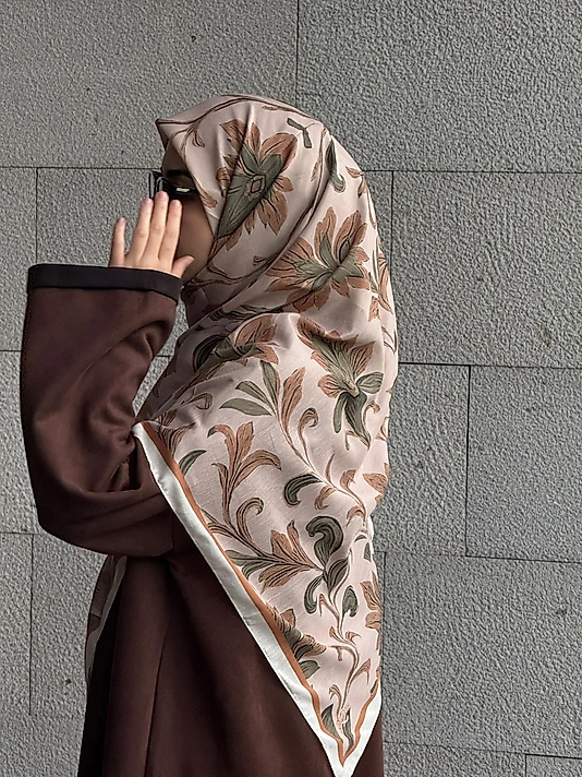 Yaprak Desen Büyük Boy Pamuklu Soft Eşarp
