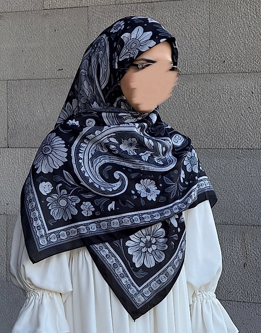 Vintage Desen Büyük Boy Pamuklu Soft Eşarp