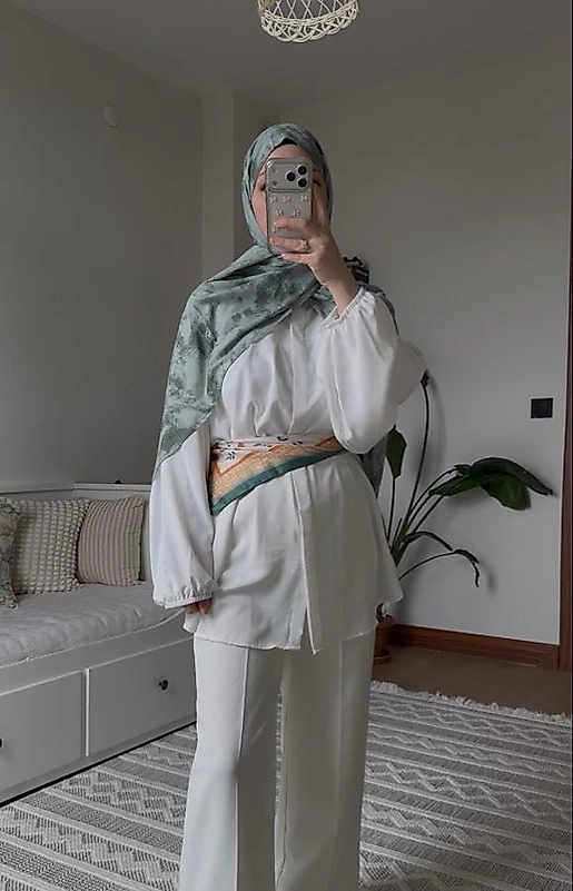 Color Desen Büyük Boy Koton Şal Mint