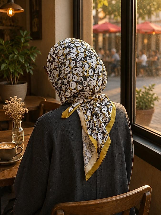 Pera Desen Standart Boy Eşarp - Füme