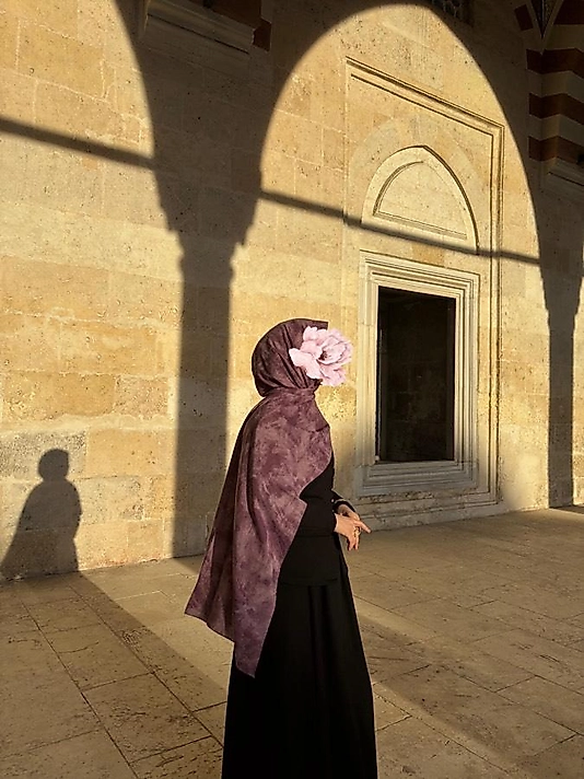 Color Desen Büyük Boy Koton Şal Leylak