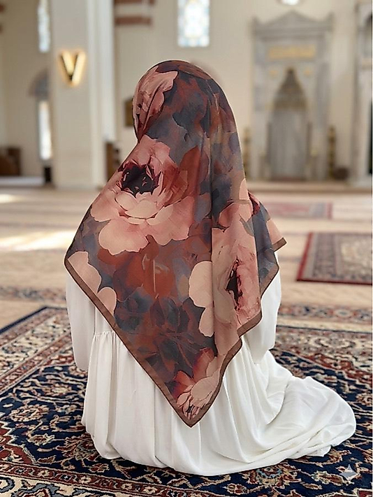 Meva Desen Büyük B. Soft Eşarp -Mercan