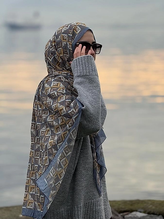 Pamuk Kraş Şal - Mavi