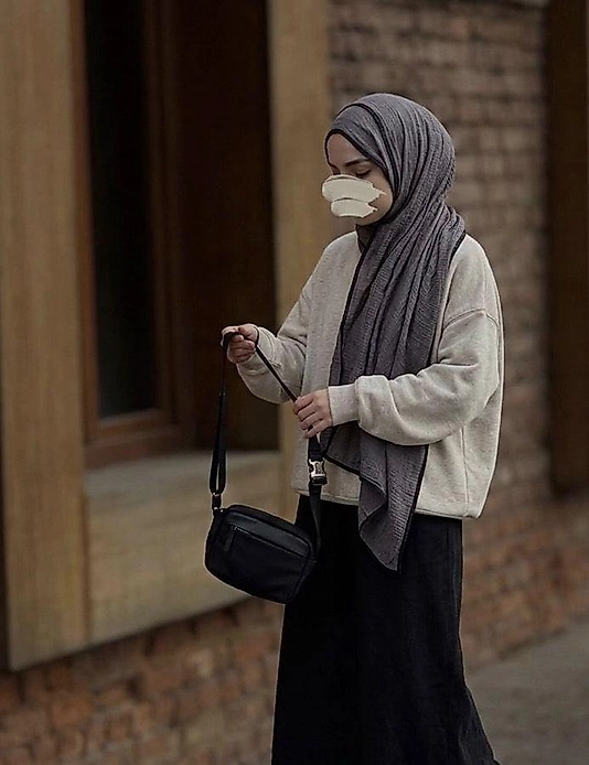 Müslin Biyeli Büyük Boy Şal-Füme