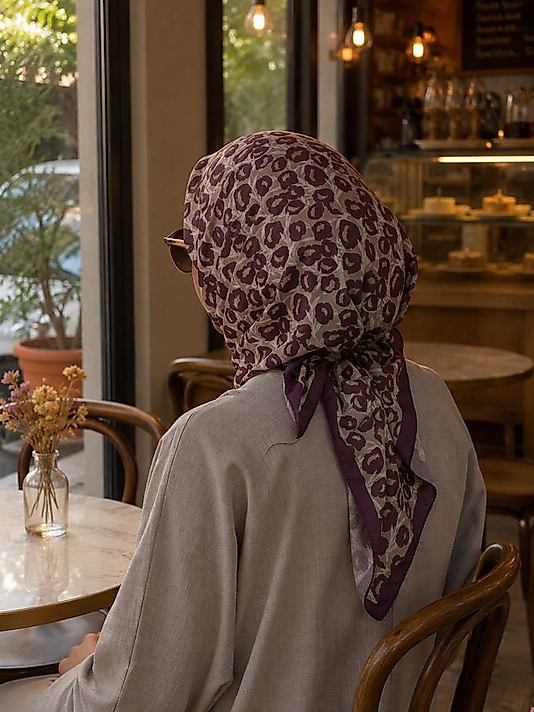 Pera Desen Standart Boy Eşarp - Mürdüm