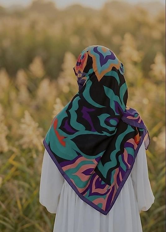 Mihrâ Desen B.B Pamuklu Eşarp - Turkuaz