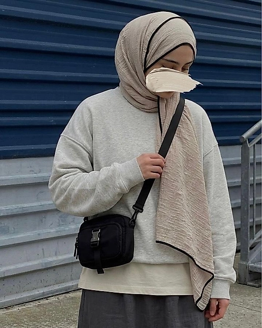 Müslin Biyeli Büyük Boy Şal-Latte