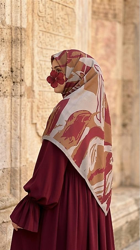 Amine Desen Büyük Boy Pamuklu Soft Eşarp Bordo