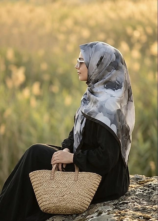 Meva Desen Büyük B. Soft Eşarp - Siyah