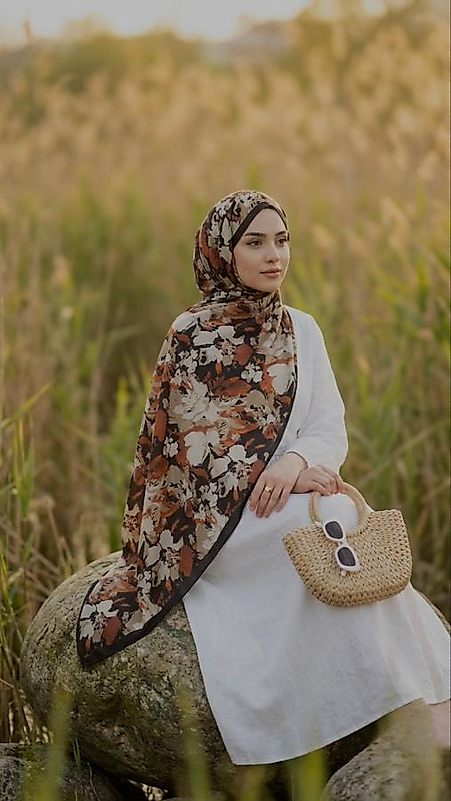 Garden Desen Pamuklu Soft Şal - Kiremit