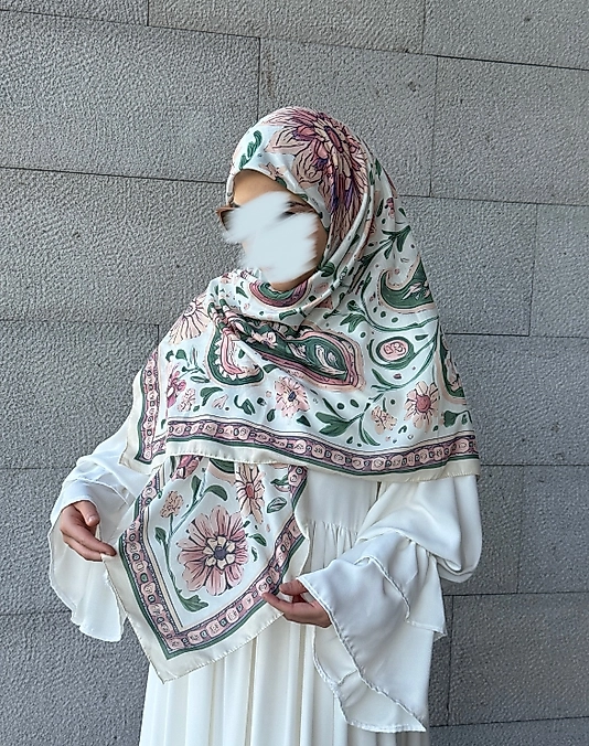 Vintage Desen Büyük Boy Pamuklu Soft Eşarp