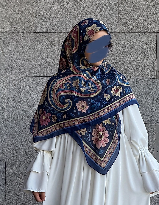 Vintage Desen Büyük Boy Pamuklu Soft Eşarp