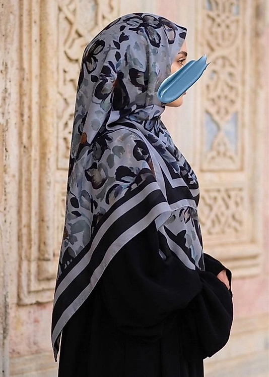 Nazenin Desen Büyük Boy Eşarp-Gri