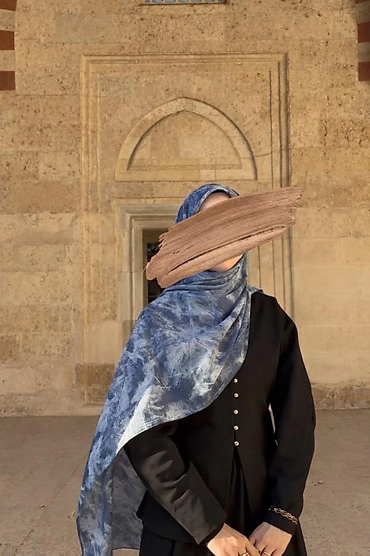 Color Desen Büyük Boy Koton Şal Mavi