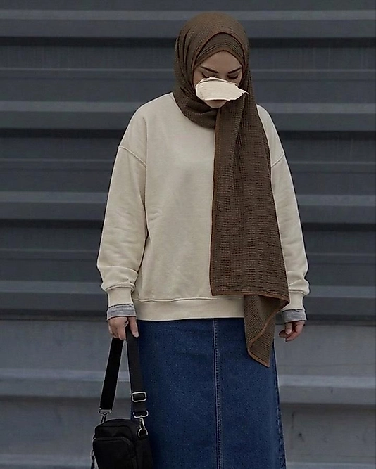 Müslin Biyeli Büyük Boy Şal-Kahve