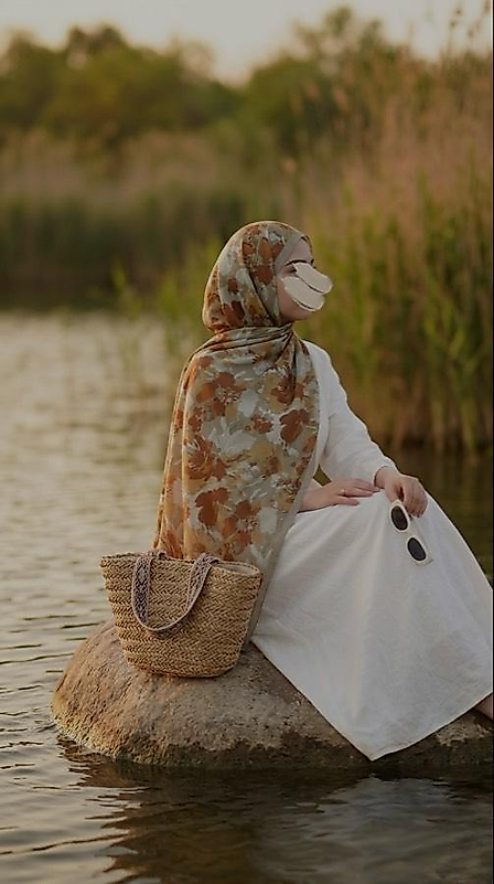 Garden Desen Pamuklu Soft Şal - Küf