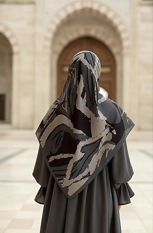 Amine Desen Büyük Boy Pamuklu Soft Eşarp Füme