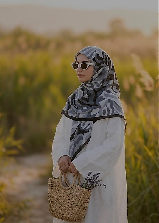 Mihrâ Desen B.B Pamuklu Eşarp - Siyah